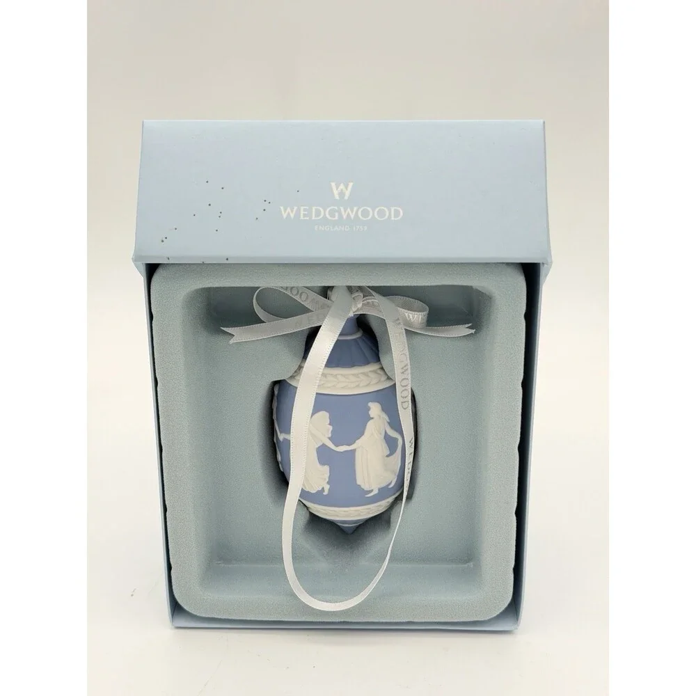 Wedgwood Jasperware Dancing Hours Blue/white Christmas Ornament Porcelain
